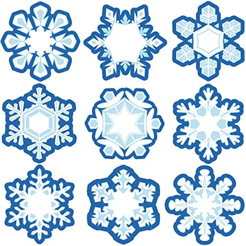 45 Pcs Winter Cutouts, Christmas Accents Paper Cutouts Name Tags Seasonal Winter Bulletin Board Tree Displays Classroom Decor for Teacher Student Homeschool Holiday (Snowflake Style, Blue)