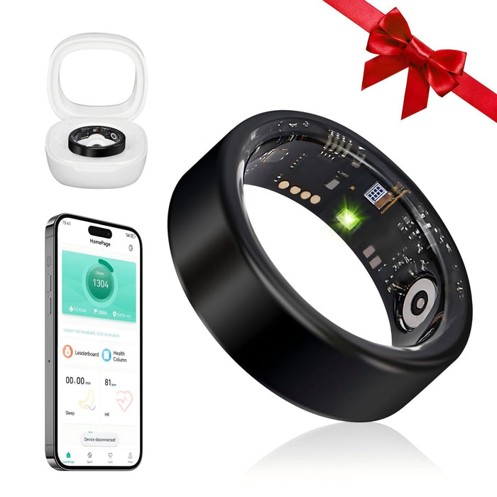 YULUCKGO Smart Ring Fitness Tracker for Men - Health Heart Rate Ring with Sleep Monitor and Blood Oxygen Tracking, No Subscription Fee, Family Care, Remote Photography,IP68 Waterproof (10#)