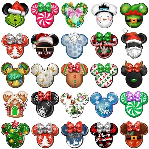 48 PCS Christmas Mouse Wooden Ornaments, Christmas Tree Ornaments Pendants Tags, Holiday Hanging Slices with Ropes for Home Office Party Xmas Decorations