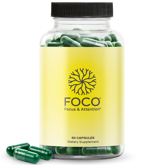 Think FOCO Capsules (13+) Natural Focus Supplement for Teens & Adults - Brain Nootropic for Concentration, Memory, Mental Clarity, Cognitive Enhancement Vitamins - Attention Supplements - 60 Capsules