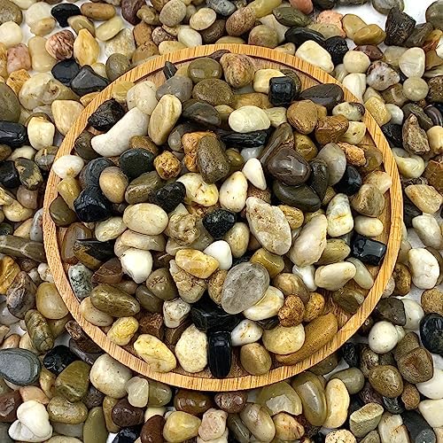 20 lbs Pea Gravel Pebbles for Indoor Plants, 2/5 Inch Mixed Color River Rocks for Aquarium, Succulent, Vase, Bonsai, Garden, Plant Soil Cover and Outdoor Landscaping Rocks