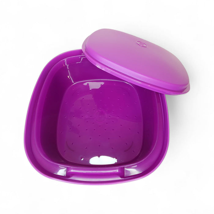 Tupperware Multi Server - Microwave Steamer, Veggie Cooker 3 Piece Royal Purple 3 Qt. Includes instructions in English