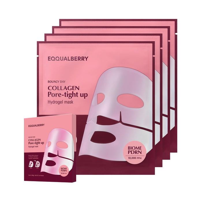 EQQUALBERRY Collagen Pore-Tight Up Mask – PDRN & Low Molecular Collagen for Firm, Glass-Like Skin (4 Pack)