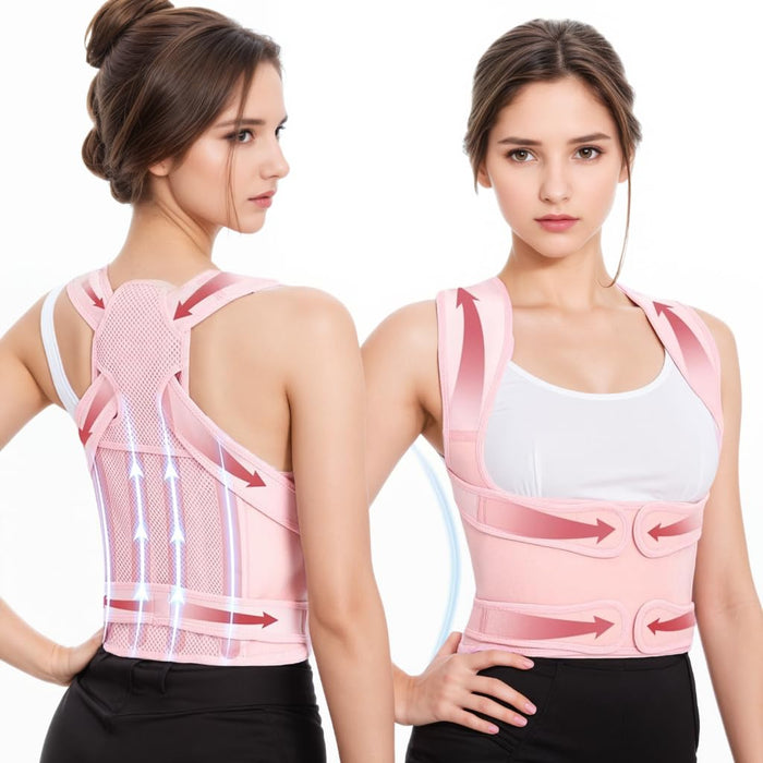 URBTFLM Back Posture Corrector for Women - Adjustable Straightener Back Brace Posture Corrector Under Clothes (Pink, Medium)