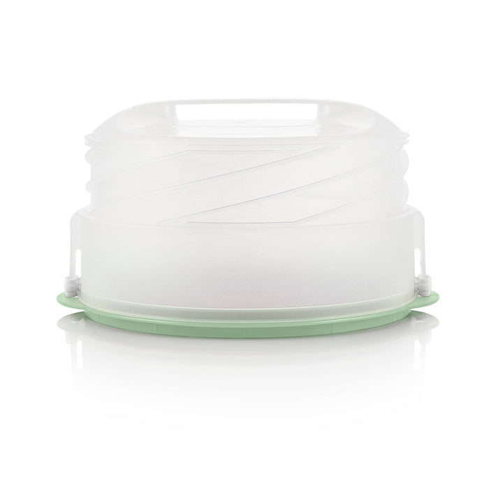 Tupperware Collapsable Cake Taker, Adaptable to 2 Different Heights, The Ultimate Space-Saving Solution for Carrying Cakes at Home or On The Go, Green