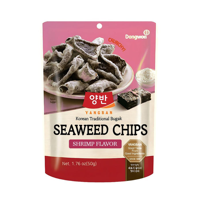 [Dongwon] YANGBAN Seaweed Chips | Enticing Shrimp Flavor | Authentic Korean Nori Seaweed Snack | Crispy and Light | Traditional Kimbugak (김부각) Snack (1.76 oz x 1 pack)