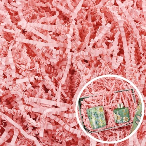 1/2 LB Pink Crinkle Cut Paper Shred Filler for Gift Baskets Box Bags, Shredded Paper Grass for Bridesmaid Engagement Wedding Valentine's Day Mother's Day Easter Christmas Holiday Packaging Wrapping WUINOID