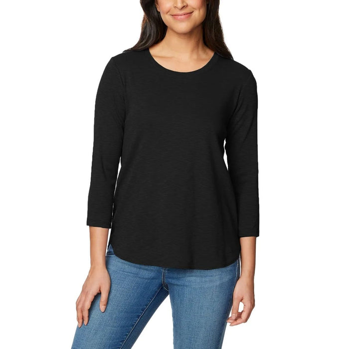 KIRKLAND Signature Women Slub Tee (Small, Black)