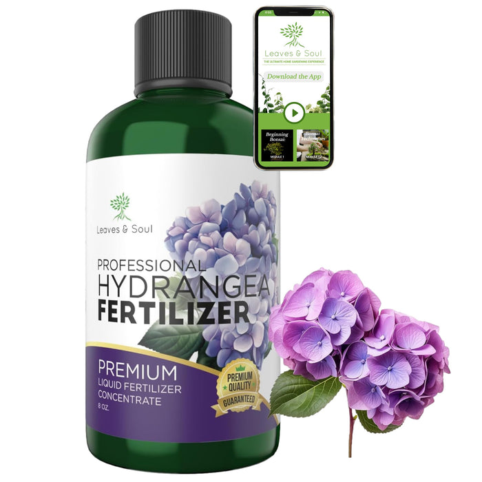 Leaves and Soul Hydrangea Professional Liquid Fertilizer - Complete 3-5-4 Nutrient Blend Concentrate for Enhanced Blooming & Growth - Perfect for Garden & Indoor Plants - New & Improved Blend - 8 oz