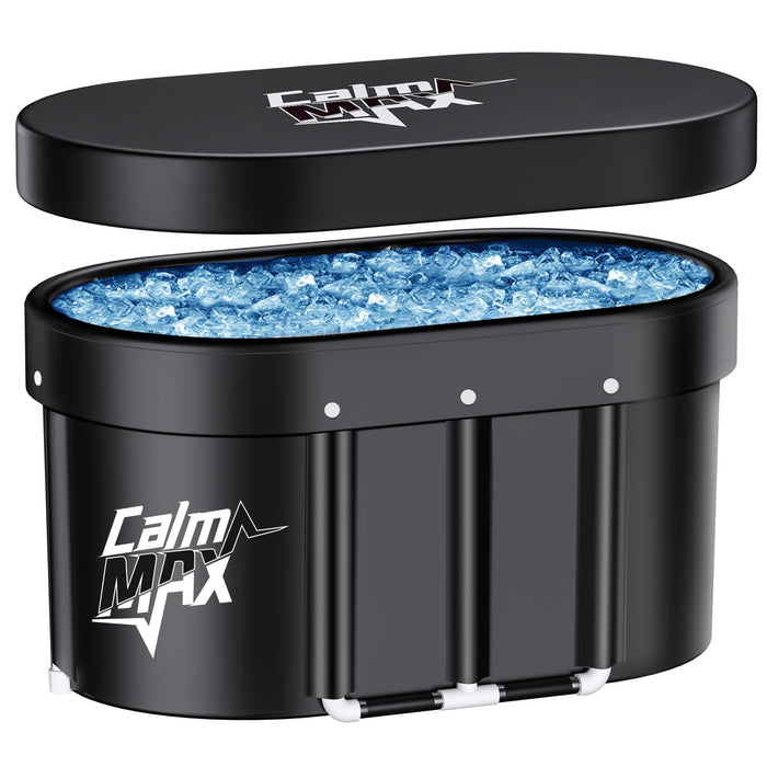 CalmMax Oval Ice Bath Tub with Cover for Athletes XL Portable Cold Plunge Tub - 130 Gal Capacity for Cold Water Therapy Ice Baths at Home Outdoor Gym 41IN