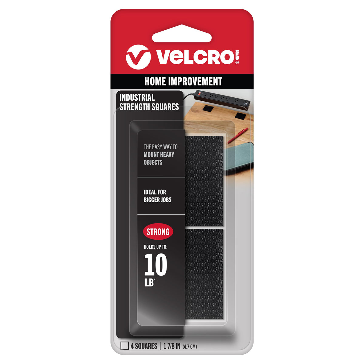 Velcro Brand Heavy Duty Squares with Adhesive | 4 Sets, Black | Indust ...