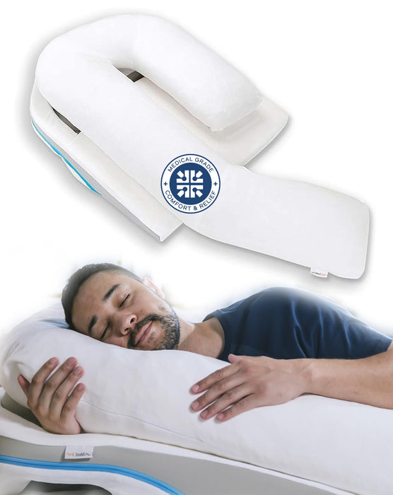 MedCline Shoulder Relief System, Bed Wedge Pillow for Shoulder Pain Relief with Therapeutic Body Pillow, Insert, and Covers, Inclined Sleep Position with Arm Pocket, Large for 5'10" and Above