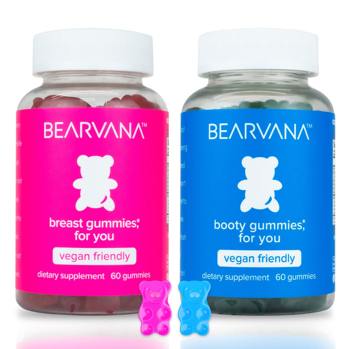 BEARVANA Bum & Chest Support Gummies for Women | Workout Enhancement | Berry Flavored | Essential Herbs | Multivitamins | Combo Pack Growth Gummies | Women’s Fitness Supplement (120 Count)