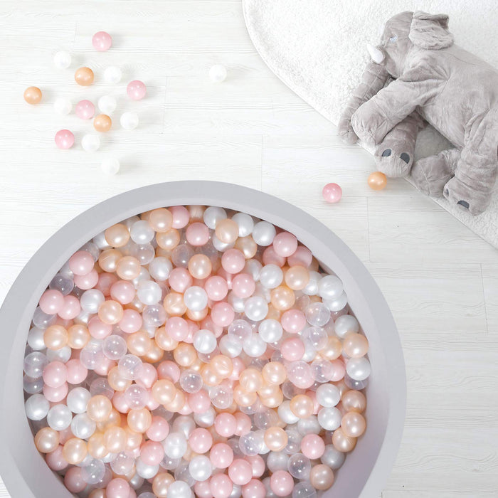 Retros Market Plastic Balls for Ball Pits - Pack of 100 Hollow Balls- Safe and Exciting Playtime - Perfect for Toddler Baby Pools,Party,Festival Decoration, Pink+ Gold+ Pearl White+ Clear