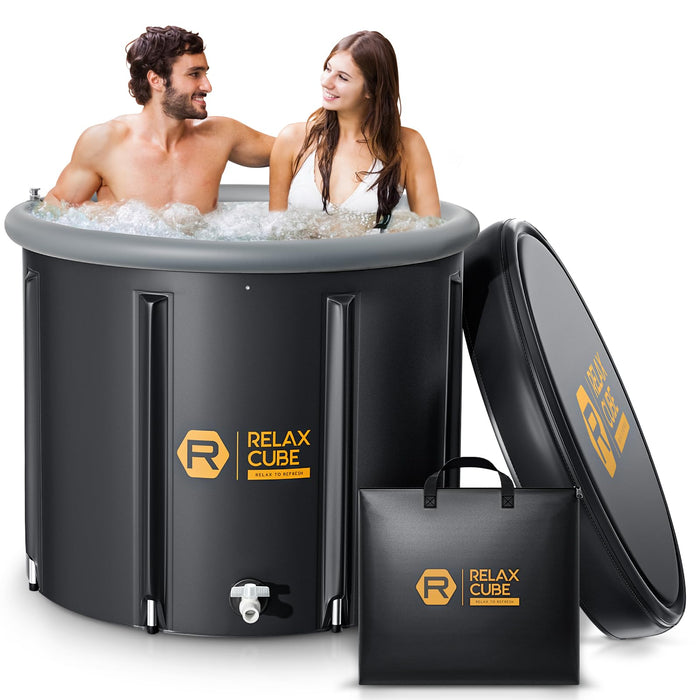 RelaxCube Ice Bath Tub for Athletes, 116 Gal XL Cold Plunge Tub for Recovery and Cold Water Therapy, Portable Multiple Layered Ice Pod Barrel for Outdoor, Inflatable Icebath Tub at Home