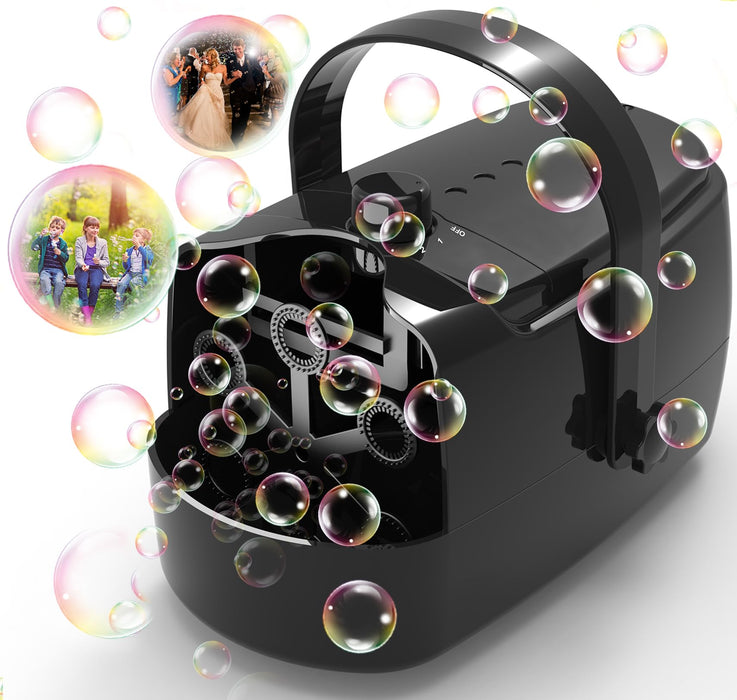 Retros Market Bubble Machine Durable Automatic Bubble Blower, 8000+ Bubbles Per Minute Bubbles for Kids Toddlers Bubble Maker Operated by Plugin or Batteries Bubble Toys for Indoor Outdoor Birthday Party
