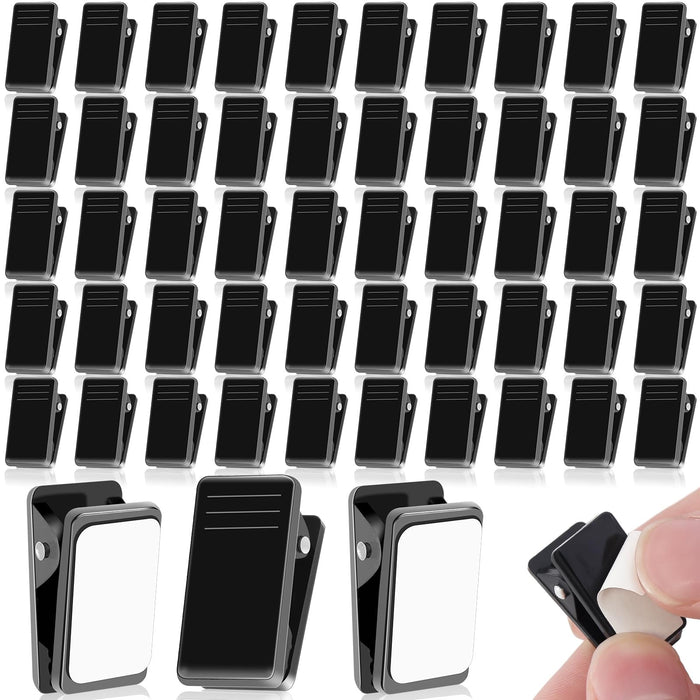 50 Pcs Self Adhesive Clips,Wall Clips for Hanging,Sticky Tapestry Clip Photo Picture Poster Plastic Spring Clip Hanging for Paper Tapestry Hangers Home and Office Christmas Decor(Black)