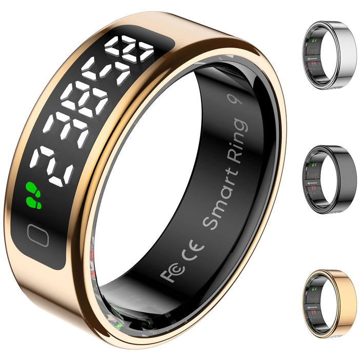 Smart Ring for Women with Display Screen, Sleep Ring for Men with Heart Rate, Fitness Tracker/Step tracker for Activity Monitoring/Steps/Calories,Wireless Charging, for iOS Android (RoseGold,8#)