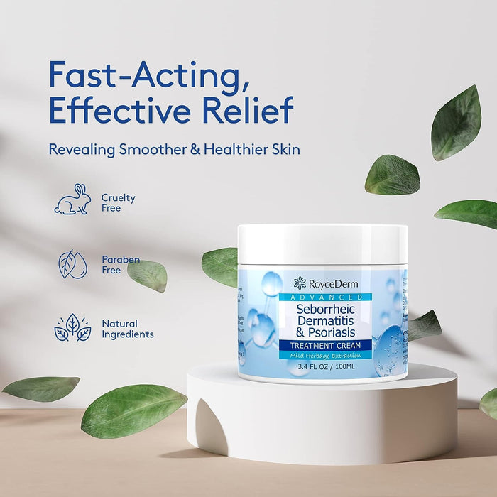 Roycederm Seborrheic Dermatitis & Psoriasis Cream – Scalp Treatment for Itch Relief, Dry Scalp, Folliculitis, and Dandruff (3.4 oz)