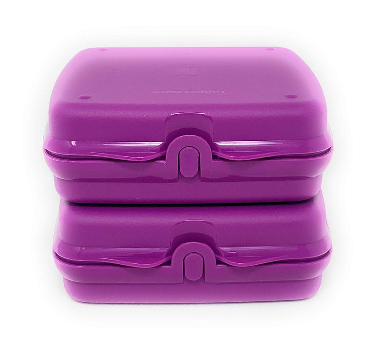 Tupperware Sandwich Keeper Set in Purple, Hinged Cover for Easy One-Handed Opening, Fits in Backpacks and Briefcases