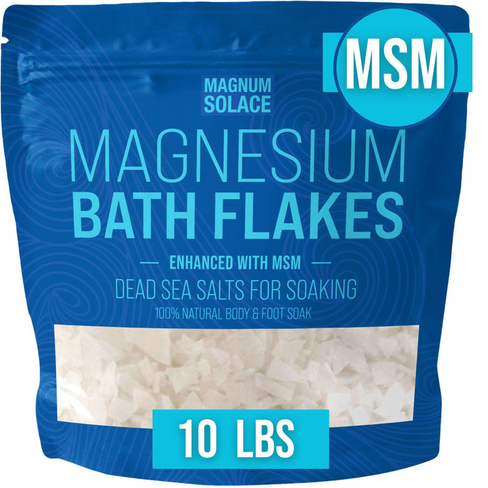 Magnesium Flakes with MSM - Magnesium Chloride Flakes - Dead Sea Salts for Soaking, 10 LBS