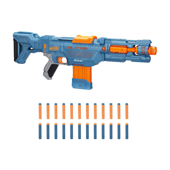 Retros Market Elite 2.0 Echo CS-10 Blaster - 24 Official Darts, 10-Dart Clip, Removable Stock and Barrel Extension, 5 Tactical Rails