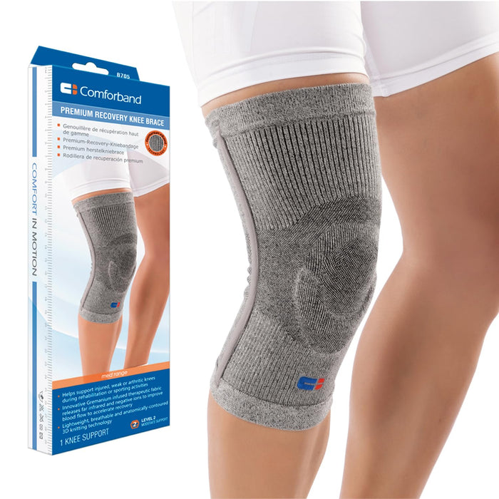 Comforband Premium Knee Compression Support – Germanium & Bamboo Charcoal Infused Sleeve for Improved Circulation, Joint Stability, and Pain Relief (Large)