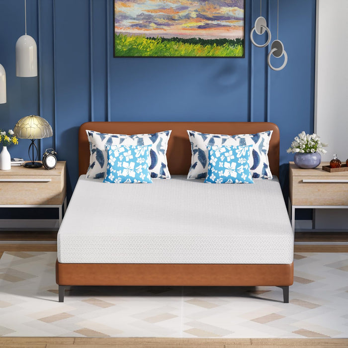 FDW 8 Inch Green Tea Queen Cooling Gel Memory Foam Mattress/Medium-Firm Mattress for Pressure Relief for Kid Adults/CertiPUR-US Certified/Mattress in a Box, Queen