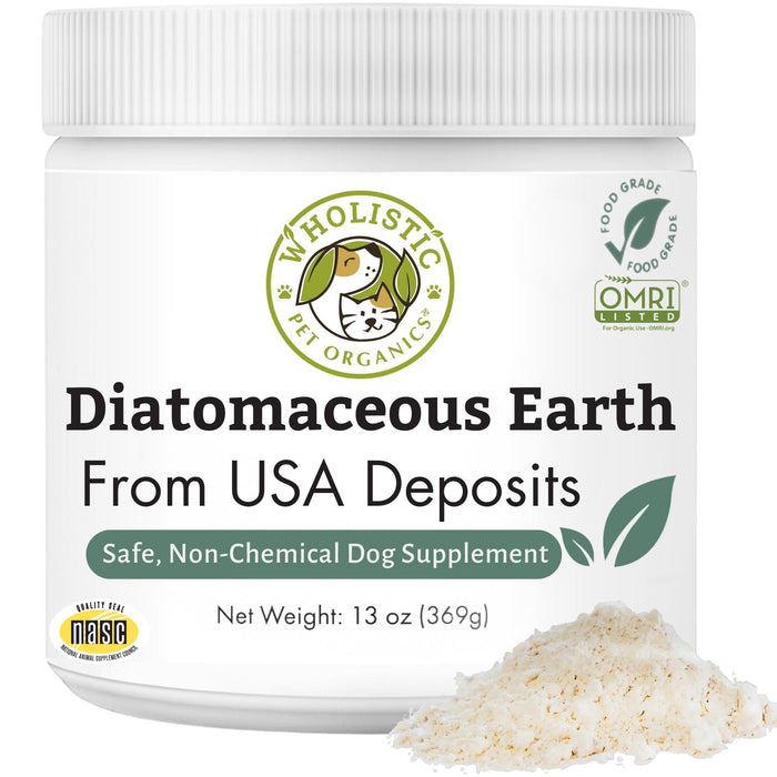 Wholistic Pet Organics DE for Dogs Organic Food Grade for Dogs - 13 Oz - Safe Non-Chemical Freshwater Silica Improves Overall Health