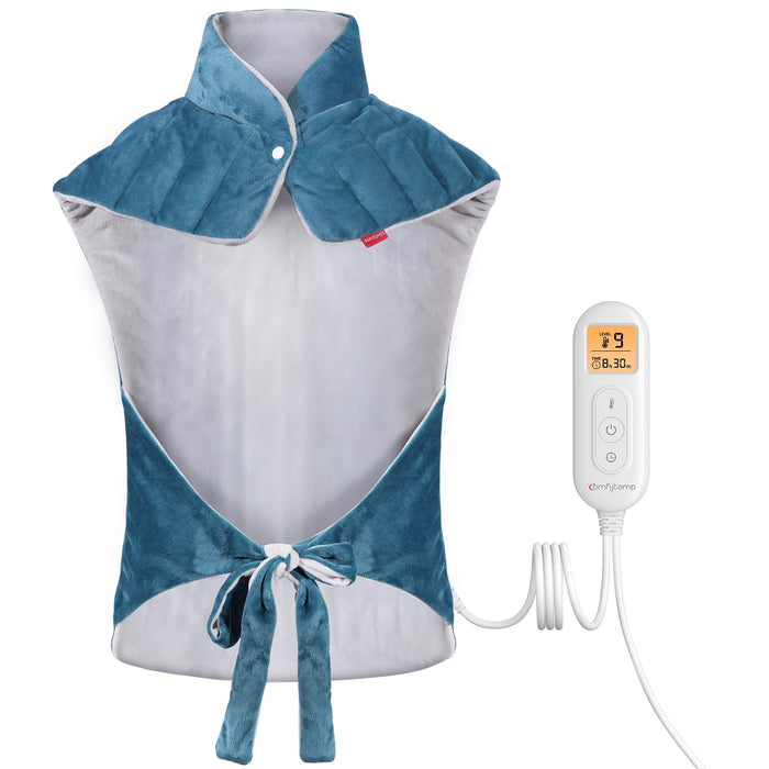 Comfytemp Weighted Heating Pad for Neck Shoulder Back Pain Relief, Birthday Christmas Gifts for Women Men Mom Dad, FSA Eligible Items Only List, Electric Large Heated Wrap for Elderly, 22"x33", Blue