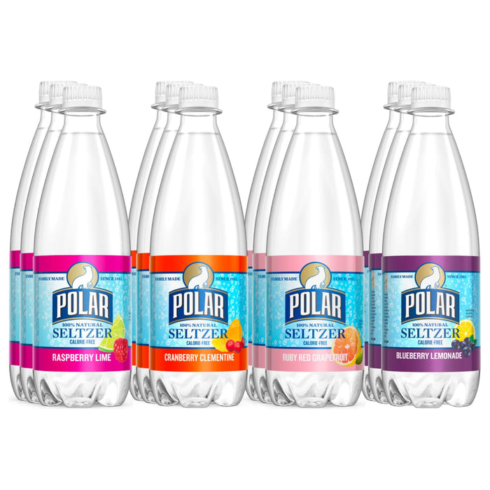 Polar Seltzer Sparkling Water Citrus Berry Variety Pack Flavored Seltzer Drinking Water, 20 fl oz bottles, 12 pack (12 Pack, Citrus Berry Variety)