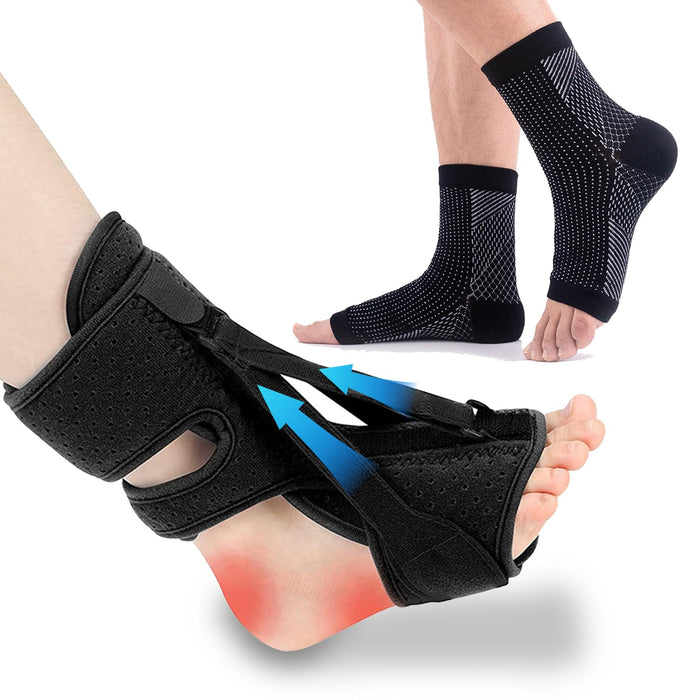 QZVOO Plantar Fasciitis Night Splint,Upgrade 3 Adjustable Plantar Fasciitis Relief Brace,Adjustable Aluminum Bar Inside,for Pain Relief Fasciitis,Achilles Tendonitis,Foot Drop with Women Men