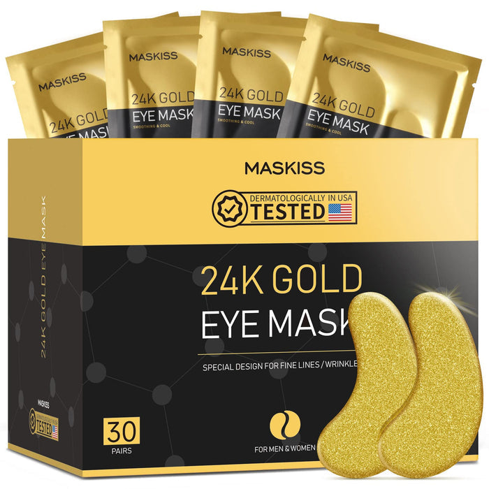 Maskiss 24k Gold Under Eye Patches (30 Pairs), eye mask, Collagen Skin Care Products, Eye Patches for Puffy Eyes, eye masks for dark circles and puffinessGET 20% OFF STOREWIDE!