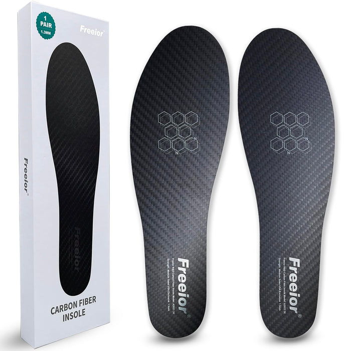 Freeior Carbon Fiber Insole for Pain Relief of Turf Toe, Hallux Rigidus and Limitus, Foot Fractures Recovery, Rigid Thin Foot Plate Carbon Fiber Shoe Inserts for Men Women 1 Pair 10.63"- 270mm