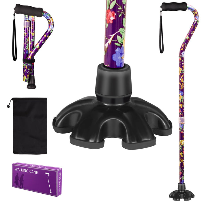 LIXIANG Walking Cane and Walking Stick for Adult Men and Women, with Travel Bag， Adjustable Folding Elderly and Adult Cane（Purple）