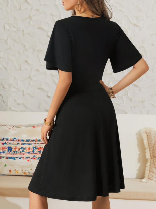 FENSACE Women's Casual Dresses Summer Plus Size Formal Funeral Womens Black Dress(Black,X-Large)