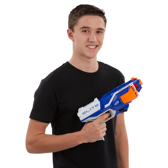 Retros Market Disruptor Elite Blaster - 6-Dart Rotating Drum, Slam Fire, Includes 6 Official Nerf Elite Darts - for Kids, Teens, Adults (Amazon Exclusive)