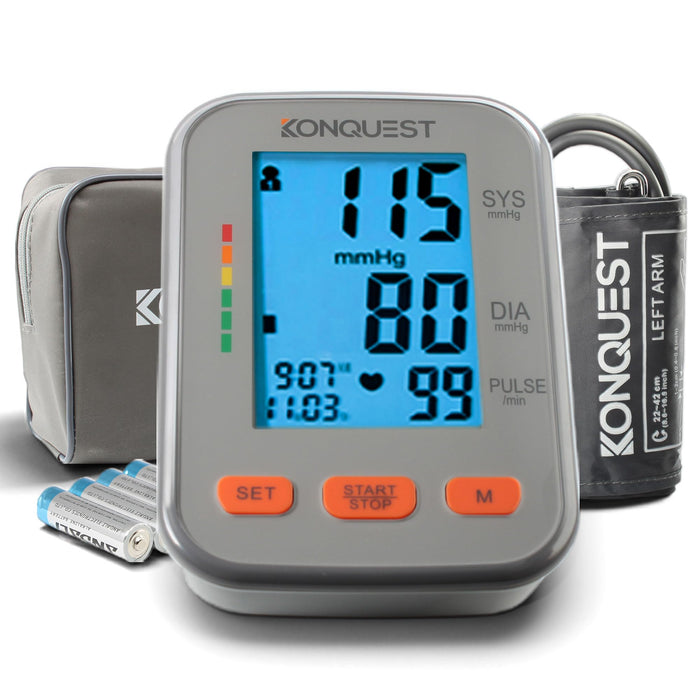 Konquest KBP-2704A Automatic Upper Arm Blood Pressure Monitor - Large Adjustable Bp Cuff - Large Backlit Display - Irregular Heartbeat Detector - Tensiometro Digital - Monitor for Home Use bp