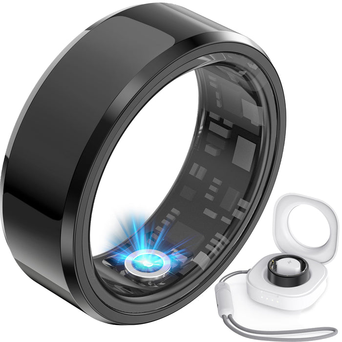 Health Tracker Smart Fitness Ring - Ultra Thin Ip68 Multifunctional Rings - Tracks Monitor Sleep Heart Rate Blood Oxygen Sport Step Activity Monitoring for iPhone Android for Men Women Fit Size 7
