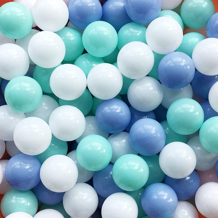 Retros Market Ball Pit Balls for Toddlers, BPA Free Crush Proof Plastic Toy Balls for Ball Pit, Children's Pool Water Toys, Ideal Gift for Christmas Balls for Play Tent 2.15" Pack of 100 White&Green&Blue