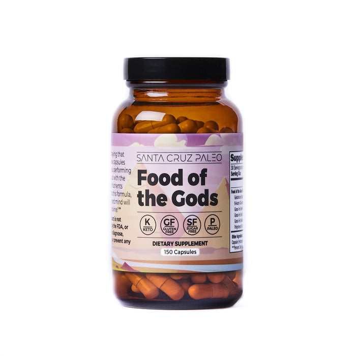 Santa Cruz Paleo Food of The Gods Grass Fed Beef Organ Supplement with Glucosamine, Bone Marrow, Beef Liver, Colostrum, Maca Root & Elderberry, Gluten Free, Keto, Sugar Free, Paleo, 30 Servings