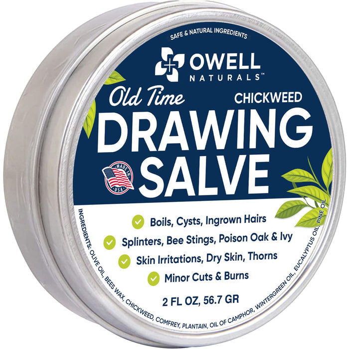 OWELL NATURALS Chickweed Drawing Salve 2 oz, for boils & Cyst, Splinters, Poison Ivy/Oak, Skin Disorder, Irritations, Burns, Minor Cuts, Dry Skin, Mosquito Bite ItchGET 20% OFF STOREWIDE!