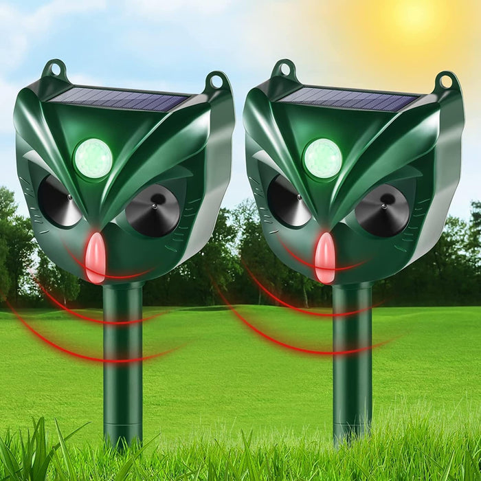 2024 Upgraded Solar Ultrasonic Animal Repellent Outdoor Ultrasonic Cat Repellent Deer Repellent Devices with Motion Sensor Strobe Lights Animal Deterrent for Dog Coyote Squirrel Raccoon Skunk Rabbit
