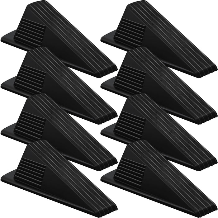 Frienda 8 Pcs Jumbo Door Stoppers Heavy Duty Door Stopper Tall up to 2inch Tall Wedge TPR Large Wedge Stackable Big Rubber Doorstop for Hotel Carpet Hardwood Concrete and Tile (Black)