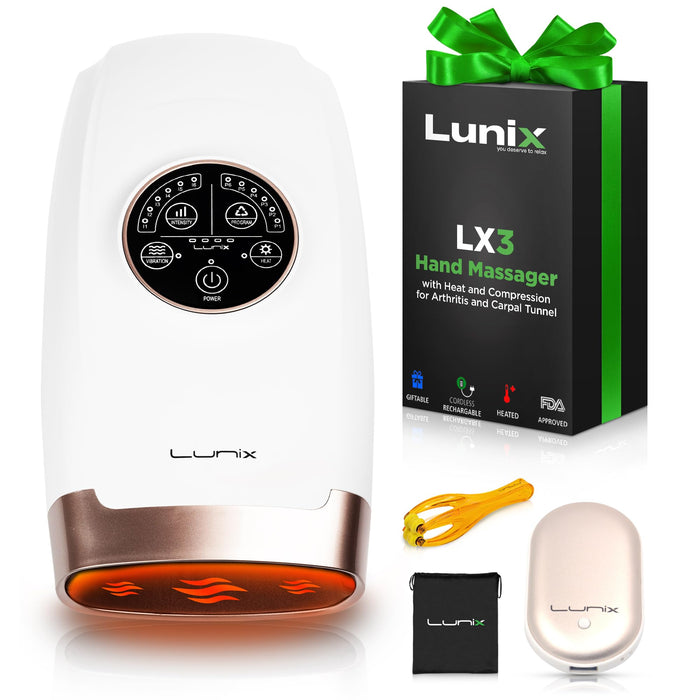 Lunix LX3 Hand Massager, FSA HSA Eligible, Shiatsu Hand Massage Machine with Heat and Compression, 6 Levels Pressure Point Therapy for Arthritis, Carpal Tunnel, and Finger Numbness, Pain Relief