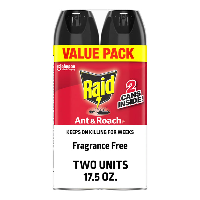 Raid® Ant & Roach Killer Spray, Fragrance-Free, 17.5 Oz, Pack Of 2