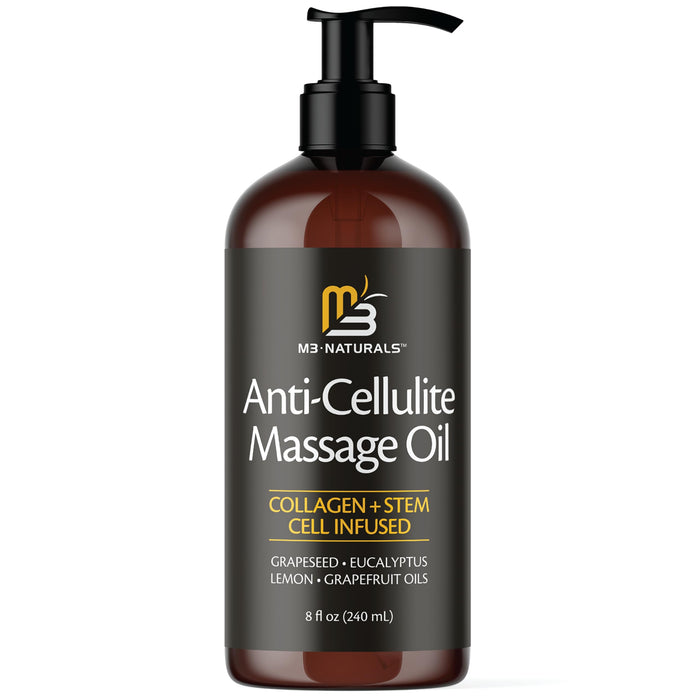 Firming Body Massage Oil with Collagen & Stem Cell – Helps Smooth The Appearance of Cellulite & Improve Skin Texture – Refreshing Aromatherapy Body Oil for Legs & Full Body – 8 Fl Oz by M3 Naturals