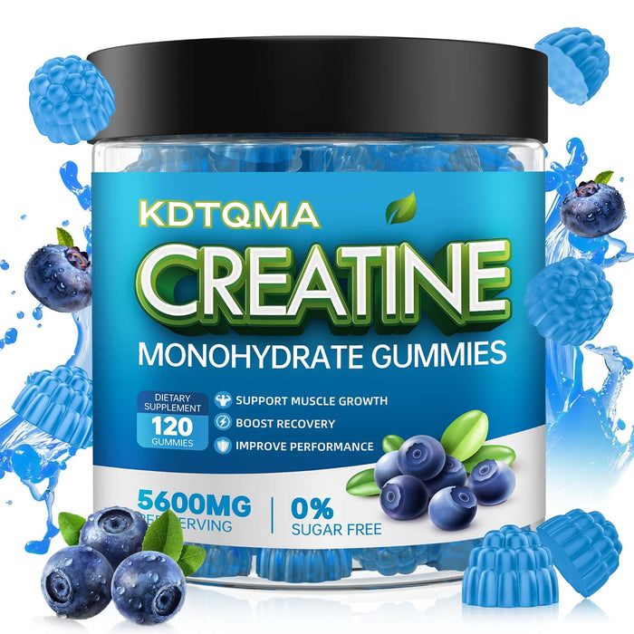 Creatine Monohydrate Gummies for Men & Women 120 CT - 5600mg of Creatine Monohydrate per Serving, Chewable Creatine Monohydrate for Muscle Support & Energy Boost, Sugar Free, Vegan (Blueberry Flavor)