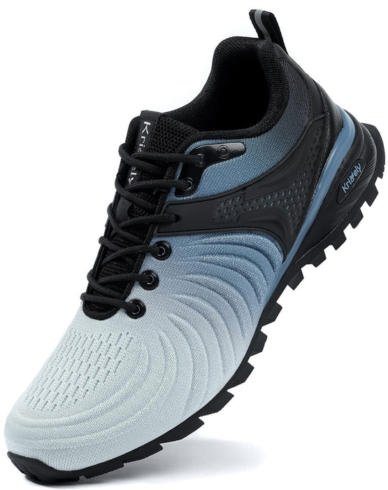 Kricely Men's Walking Shoes Lightweight Breathable Fashion Sneakers Athletic Gym Sports Trail Running Shoes（Blue 10.5）