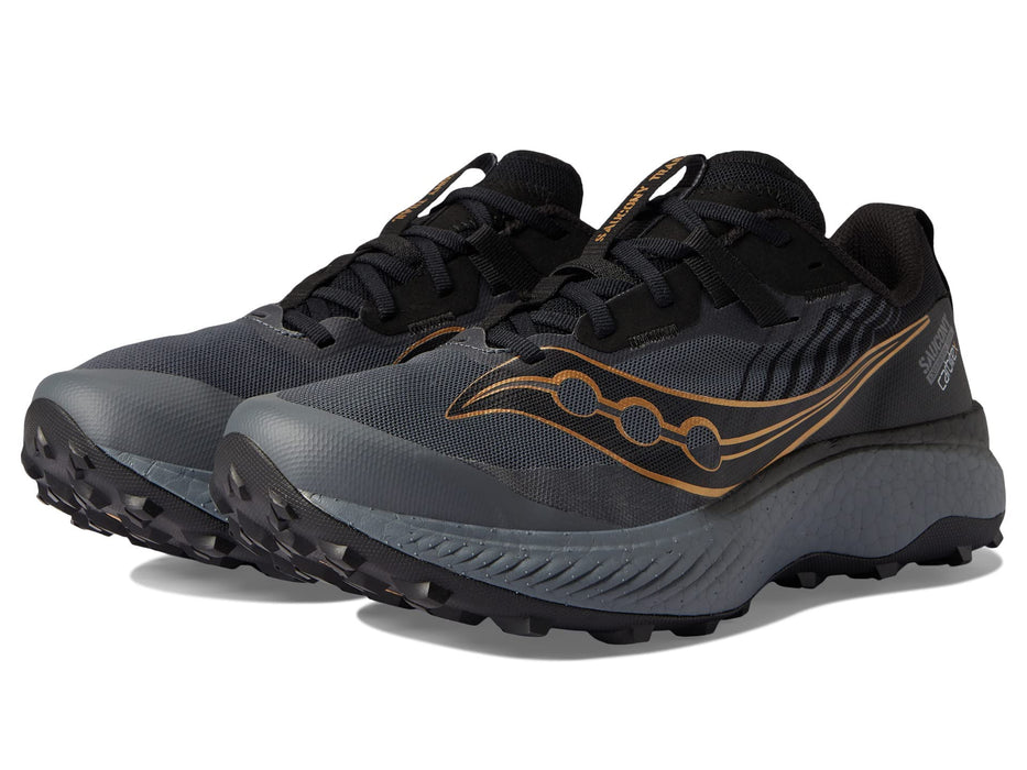 Saucony Men's Endorphin Edge Trail Running Shoe, Black/Goldstruck, 10